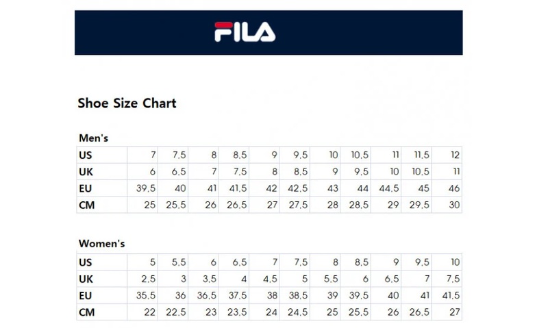 bảng size giày fila